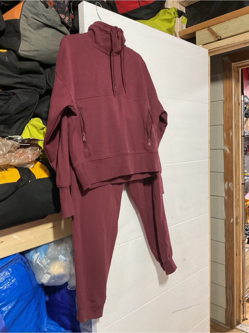 Old Navy Women's Burgundy Track Pants & Half-Zip Jogger Set